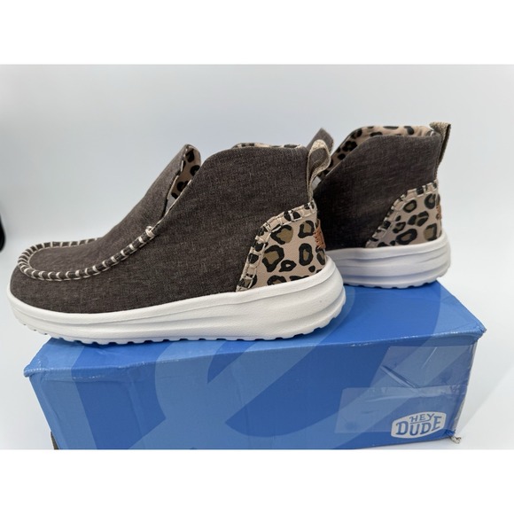 Hey Dude Denny Crafted 40209-90L Womens US 9 W Leopard Print Moc Toe Ankle Shoes - Picture 5 of 9